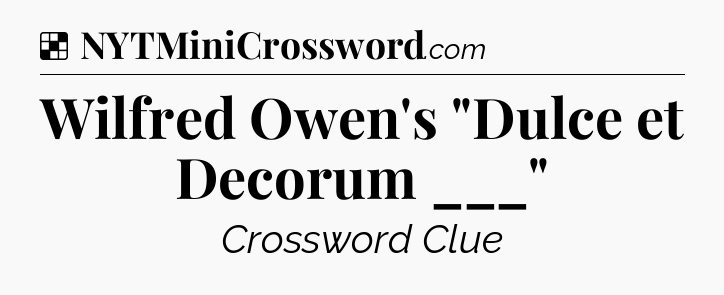 Solution: Wilfred Owen's 