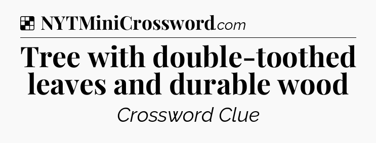 Solution: Tree with double-toothed leaves and durable wood - NYT Crossword