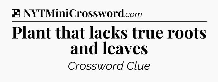 Solution: Plant that lacks true roots and leaves - NYT Crossword