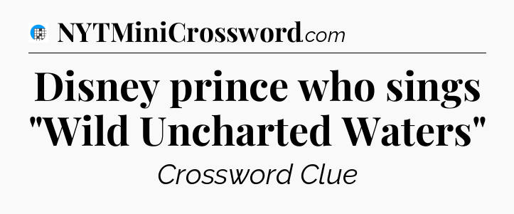 Disney prince who sings 