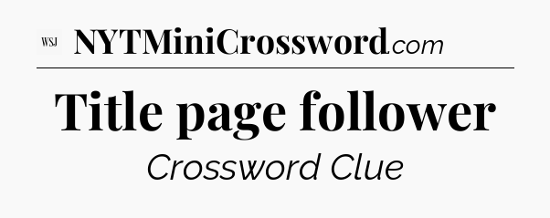 Title page follower - WSJ Crossword