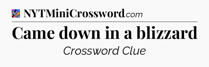 Came down in a blizzard Crossword Clue