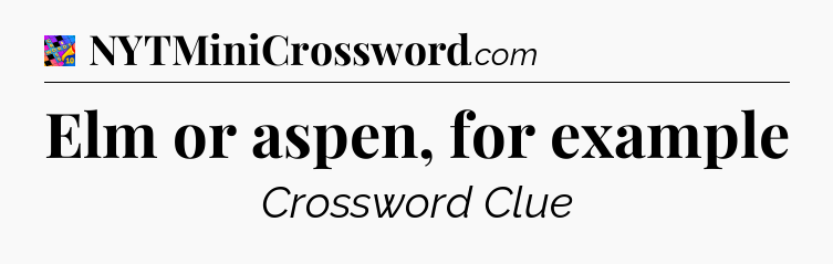 Elm or aspen, for example Crossword Clue