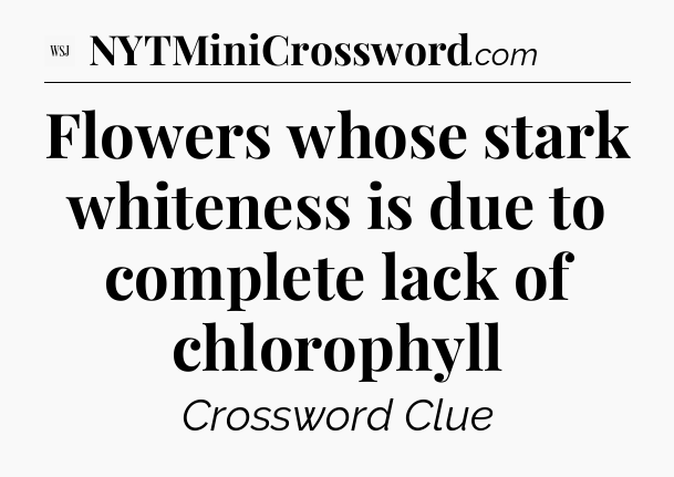 Flowers whose stark whiteness is due to complete lack of chlorophyll - WSJ Crossword