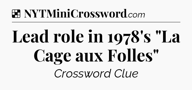 Solution: Lead role in 1978's 