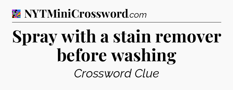 Spray with a stain remover before washing Crossword Clue