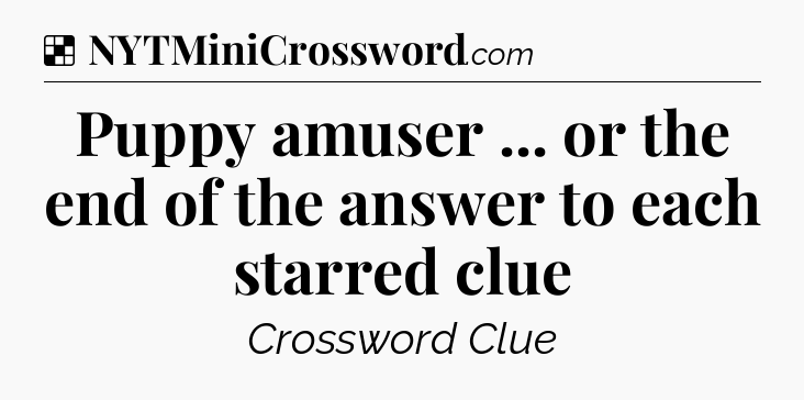 Solution: Puppy amuser ... or the end of the answer to each starred clue - NYT Crossword