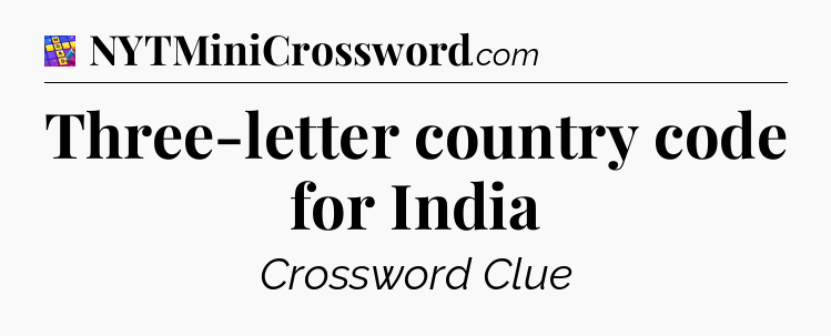 Three-letter country code for India Codycross