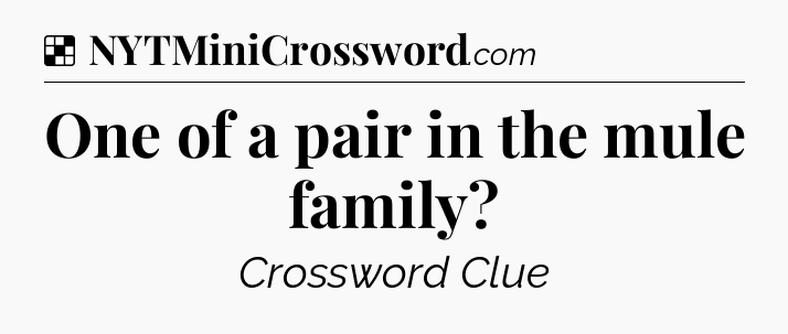 Solution: One of a pair in the mule family - NYT Crossword
