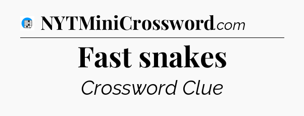 Fast snakes Crossword Clue