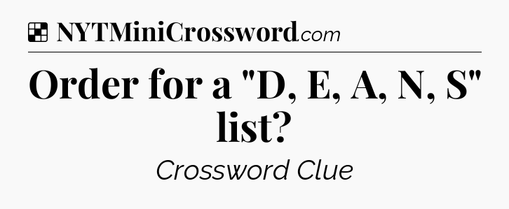 Solution: Order for a 