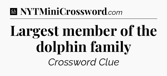 Largest member of the dolphin family - LA Times Crossword