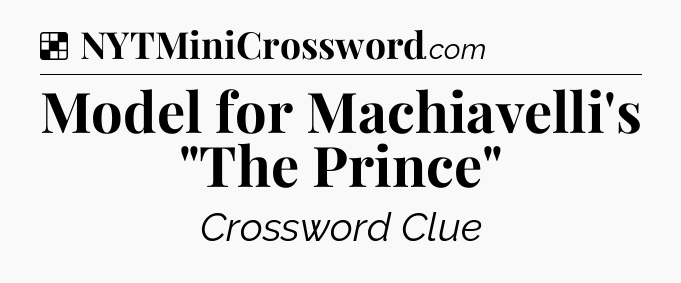 Solution: Model for Machiavelli's 