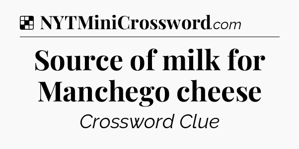 Solution: Source of milk for Manchego cheese - NYT Crossword