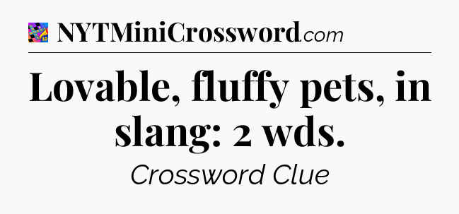Lovable, fluffy pets, in slang: 2 wds Crossword Clue