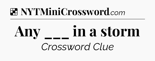 Solution: Any ___ in a storm - NYT Crossword