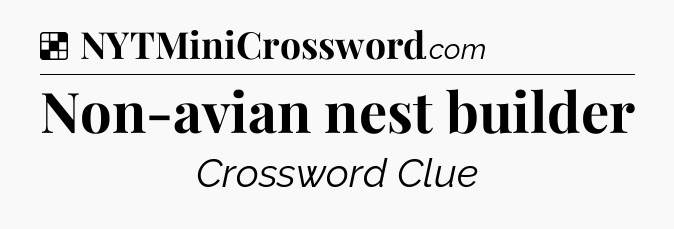 Solution: Non-avian nest builder - NYT Crossword