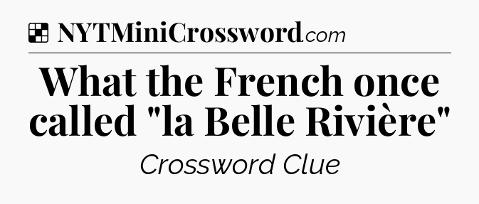 Solution: What the French once called 
