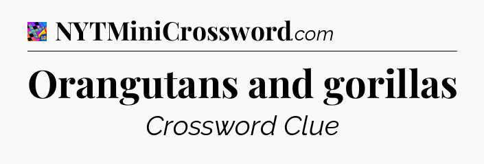 Orangutans and gorillas Crossword Clue