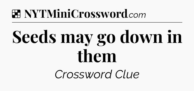 Solution: Seeds may go down in them - NYT Crossword