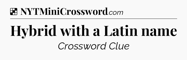 Solution: Hybrid with a Latin name - NYT Crossword