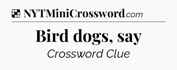 Solution: Bird dogs, say - NYT Crossword