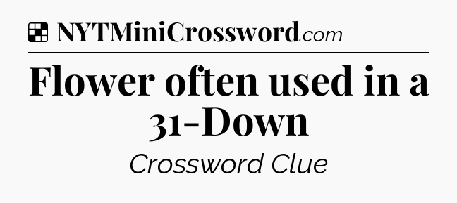 Solution: Flower often used in a 31-Down - NYT Crossword