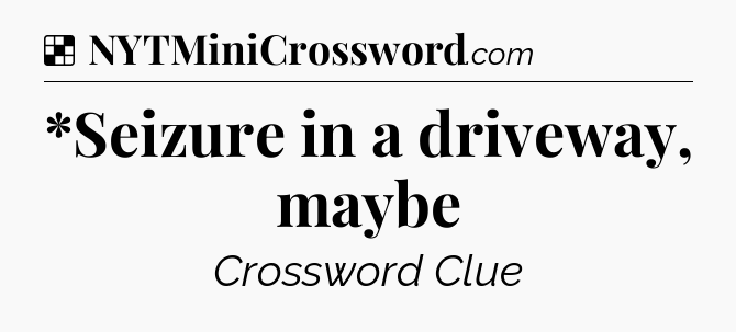 Solution: *Seizure in a driveway, maybe - NYT Crossword