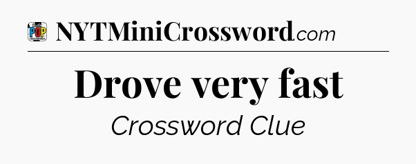 Drove very fast Crossword Clue