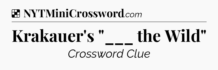 Solution: Krakauer's 