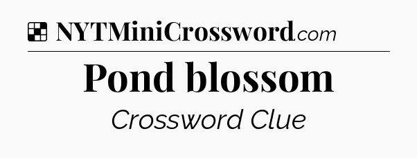 Solution: Pond blossom - NYT Crossword