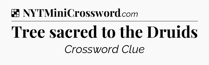 Solution: Tree sacred to the Druids - NYT Crossword