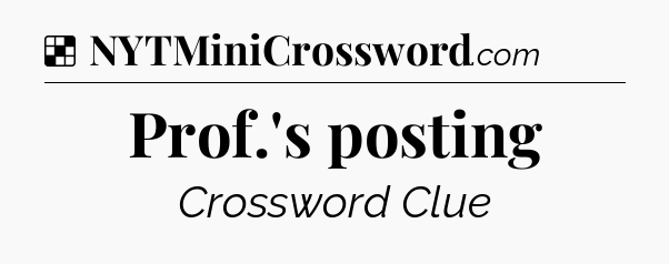 Solution: Prof.'s posting - NYT Crossword