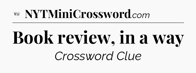 Book review, in a way - WSJ Crossword