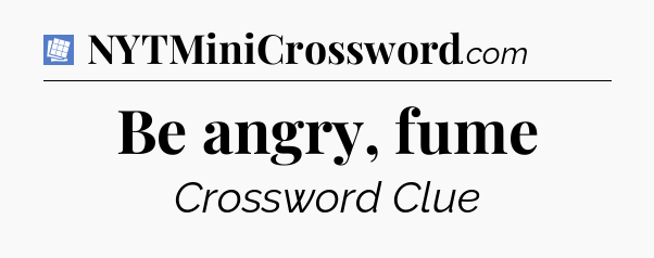 Be angry, fume Puzzle Page Crossword Clue