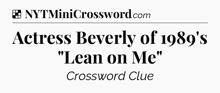 Solution: Actress Beverly of 1989's 