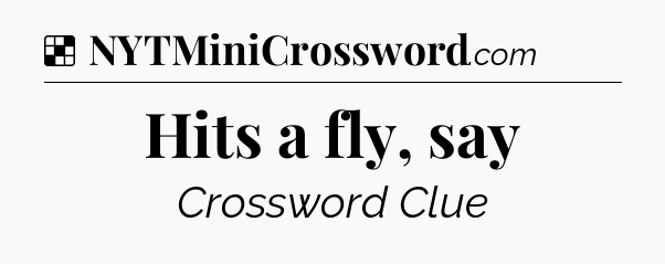 Solution: Hits a fly, say - NYT Crossword