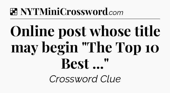 Solution: Online post whose title may begin 