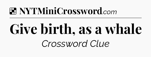 Solution: Give birth, as a whale - NYT Crossword