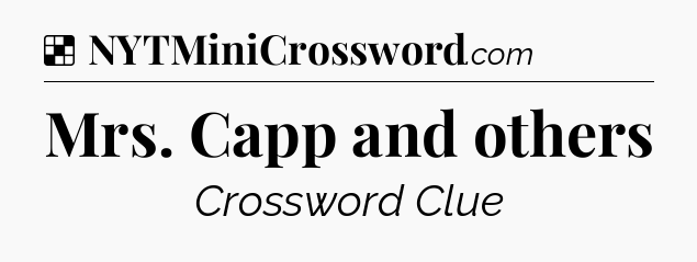 Solution: Mrs. Capp and others - NYT Crossword