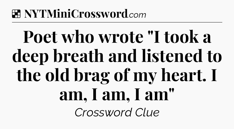 Solution: Poet who wrote 