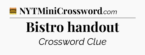 Bistro handout - Eugene Sheffer Crossword