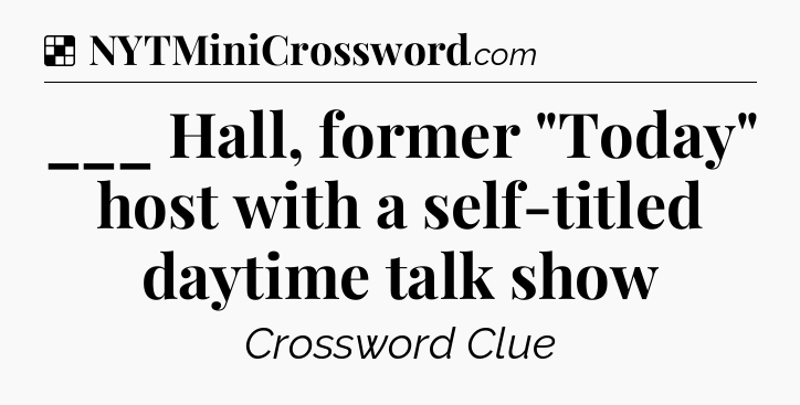 Solution: ___ Hall, former 