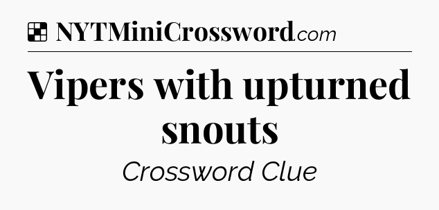 Solution: Vipers with upturned snouts - NYT Crossword