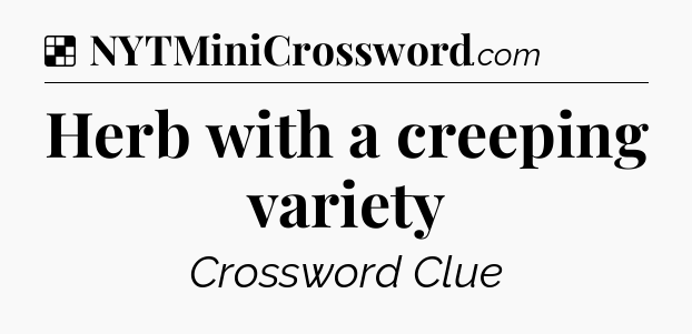 Solution: Herb with a creeping variety - NYT Crossword