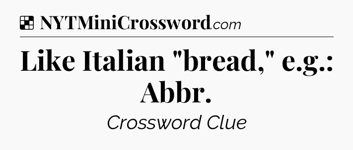 Solution: Like Italian 