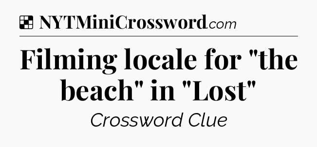 Solution: Filming locale for 