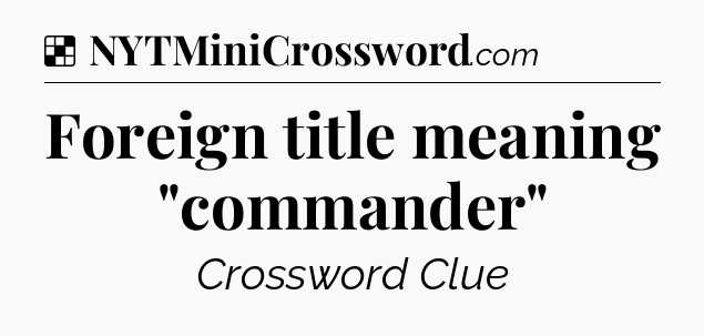 Solution: Foreign title meaning 