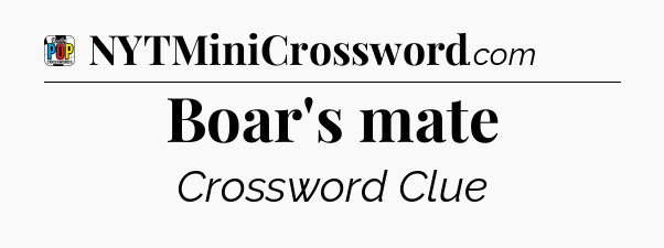Boar's mate Crossword Clue