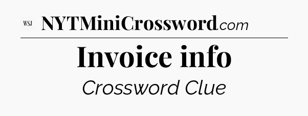 Invoice info - WSJ Crossword